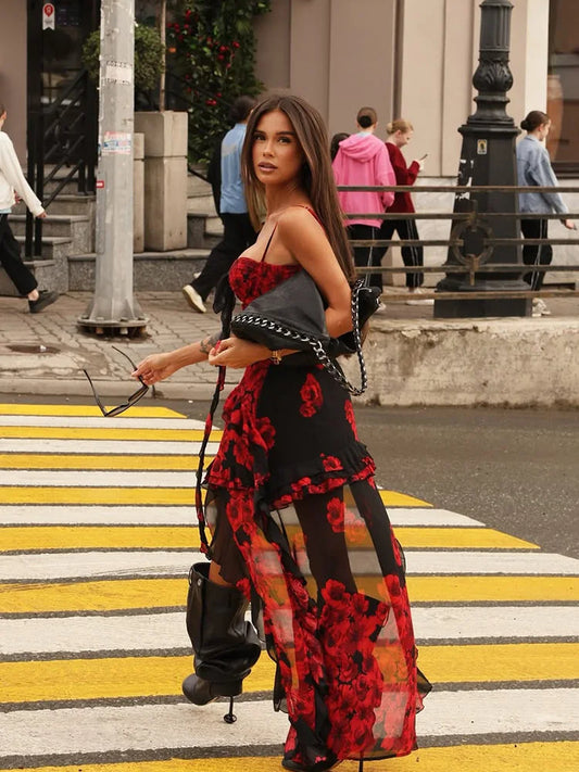 Ahagaga 2025 Summer Fashion Women's Straps Dresses